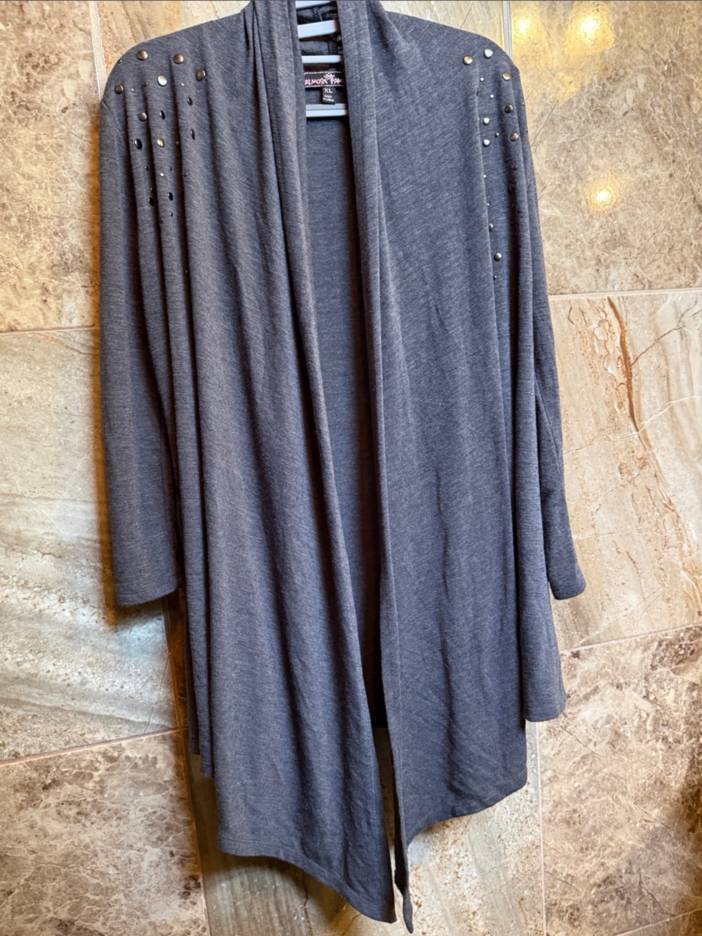 Vintage Almost Famous Gray Studded Open Front Cardigan